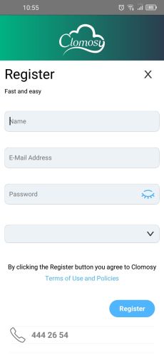Mobil Register Screen