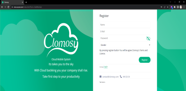 Web Register Screen