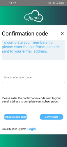 Mobil Confirmation Code Screen